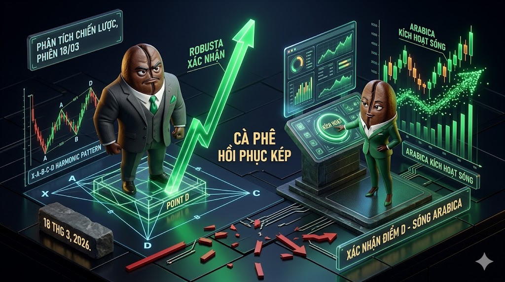 Phân tích Cà phê 18/03: Robusta xác nhận đà hồi phục từ Point D trong khi Arabica kích hoạt sóng phục hồi